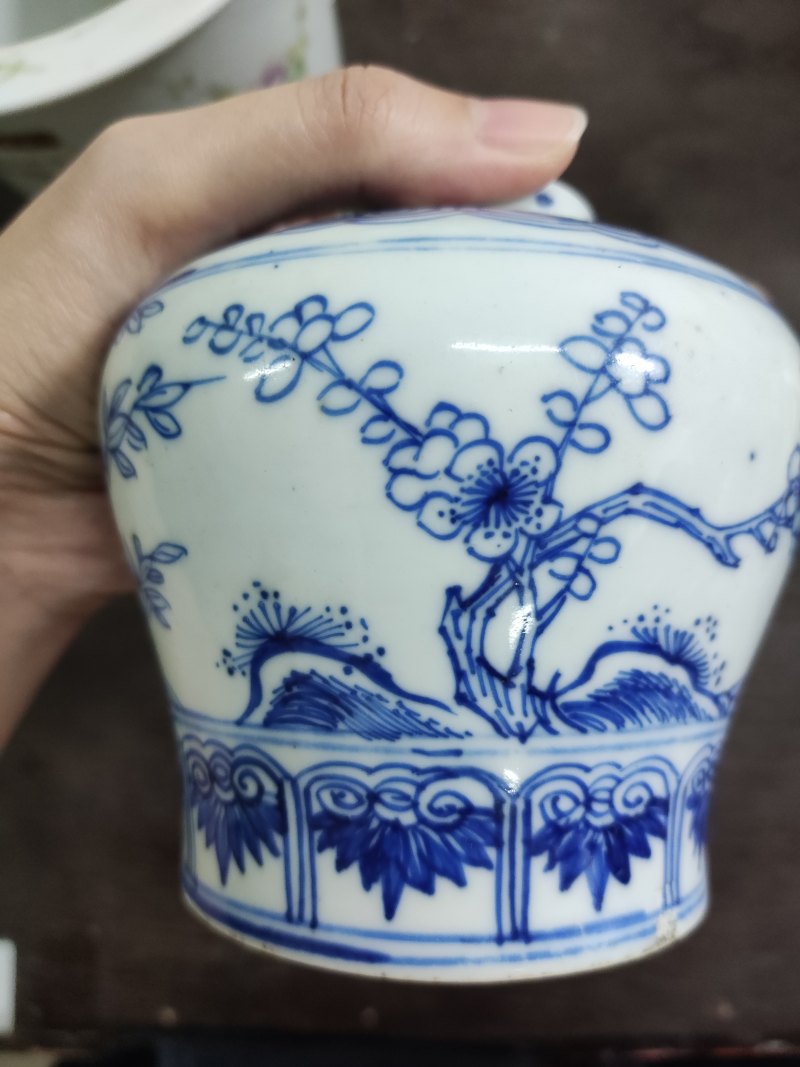 清 青花松竹梅纹天字罐 - 图4