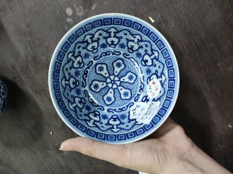 清 青花花卉纹碗一对 - 图5