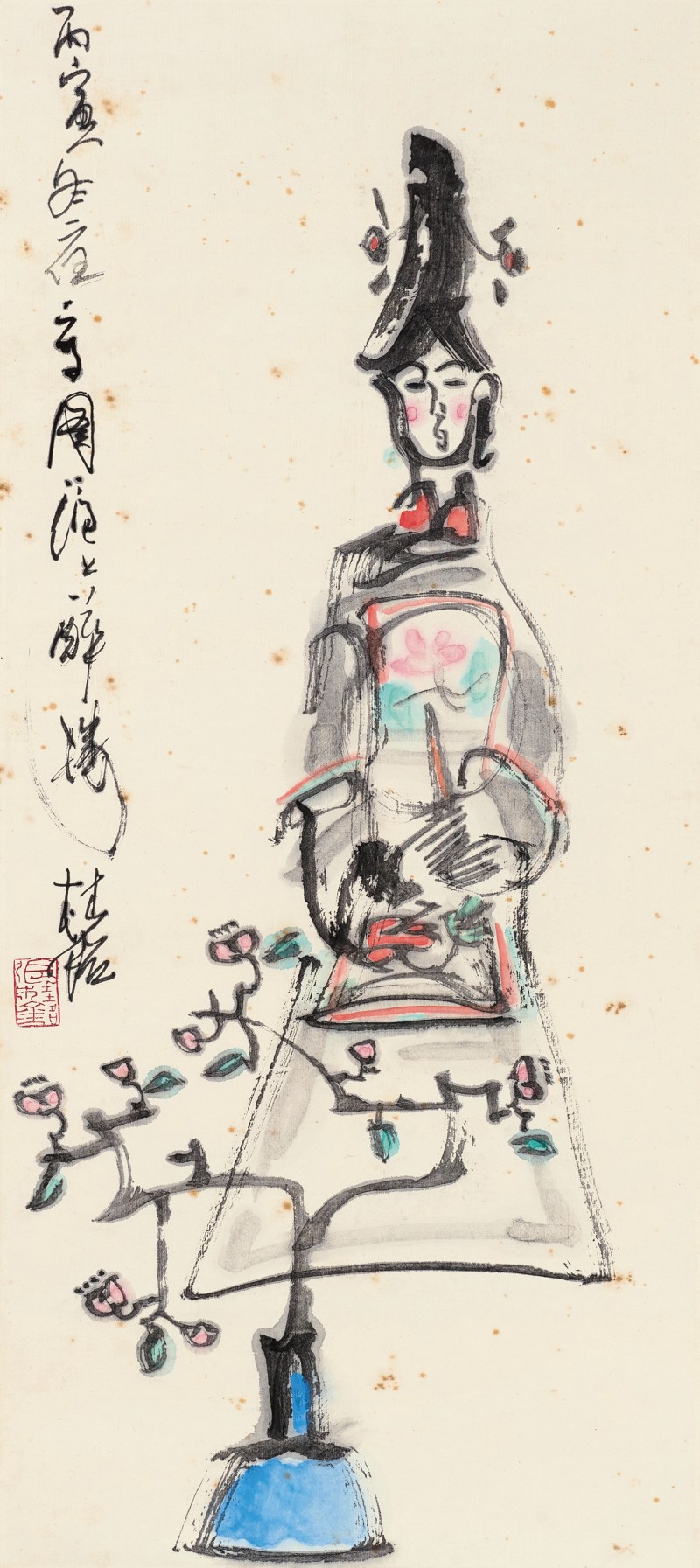 张桂铭 瓶花仕女图