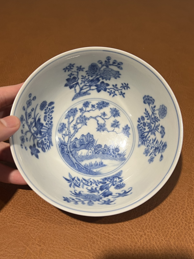 清道光 粉地洋彩轧道开光丹桂飘香纹节令膳碗 - 图14