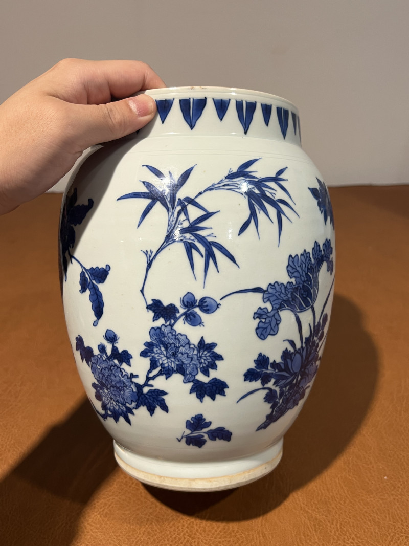 明崇祯 青花花卉纹莲子罐 - 图5
