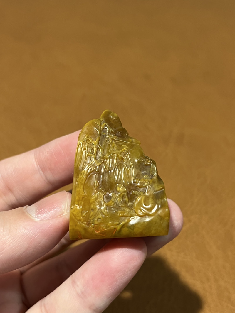 清 田黄林清卿薄意雕人物章 - 图7