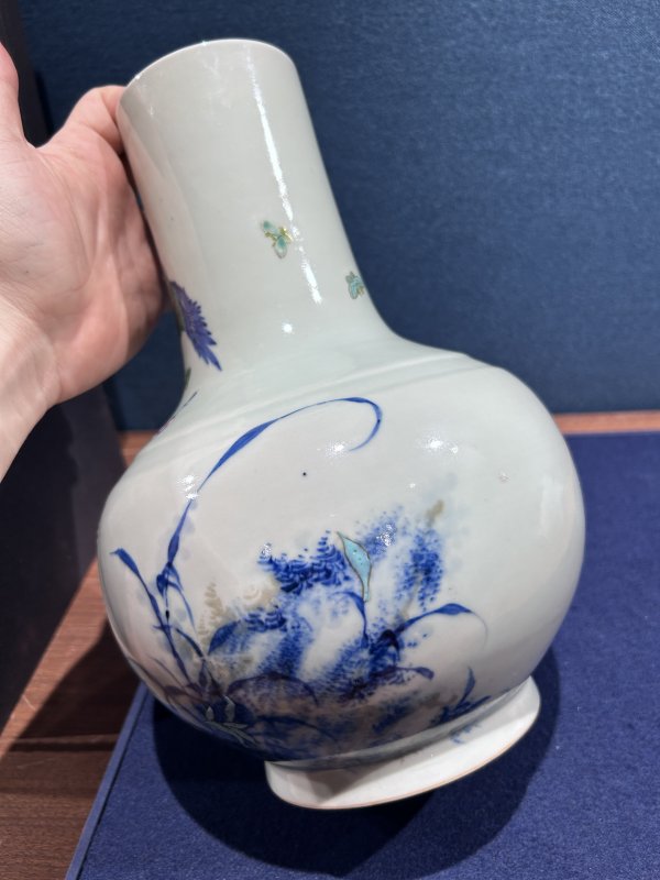 民国 青花加彩花鸟图瓶 - 图5