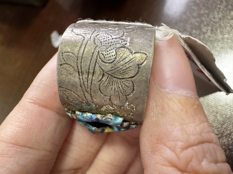 清 银烧蓝錾金蟾戒指 - 图6