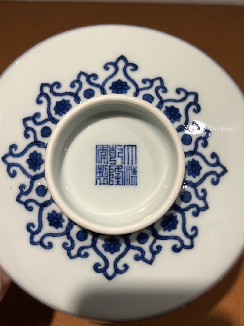 清乾隆 青花海水云龙纹镗锣洗 - 图8