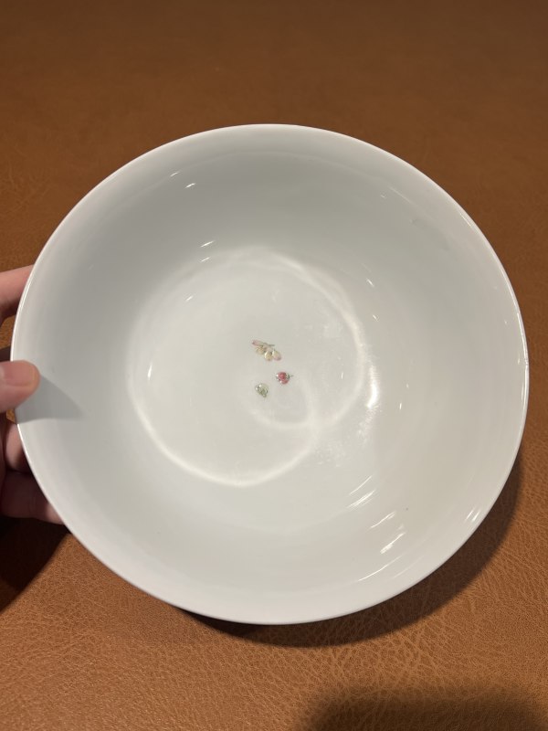 清雍正 粉彩洞石花卉纹碗 - 图5