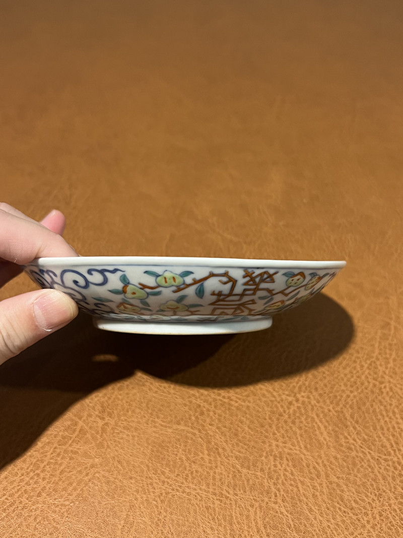 清同治 斗彩福寿纹盘 - 图4