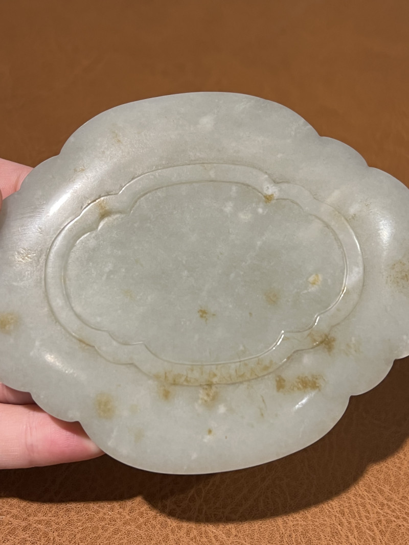 清 白玉海棠形香盘 - 图7