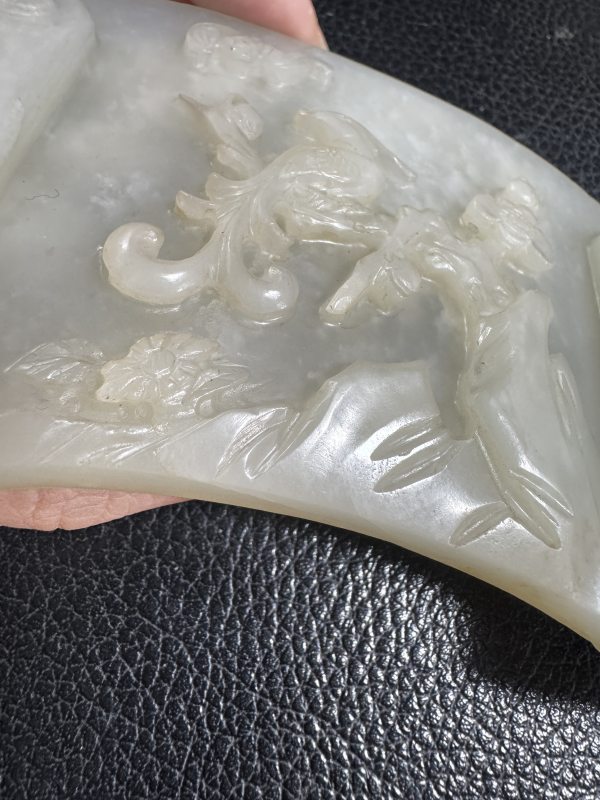 清 玉喜上眉梢御题诗案屏配座 - 图8