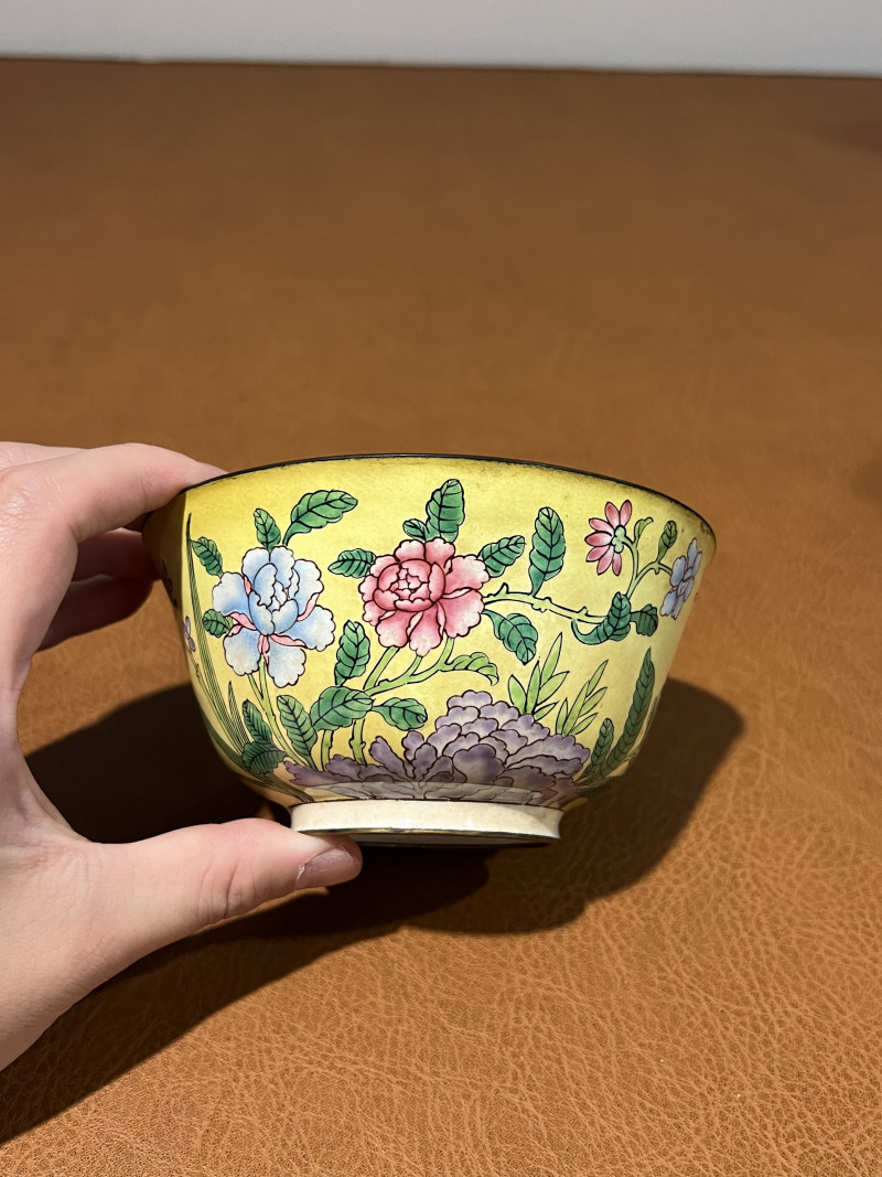 清 铜胎珐琅花卉纹碗 - 图2