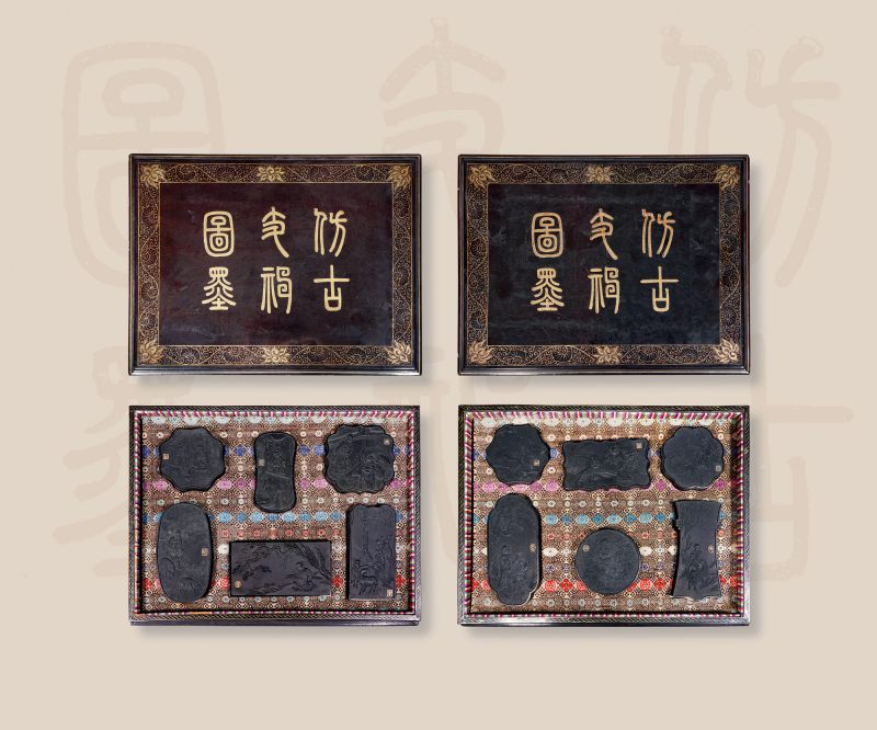 清 胡开文仿古生肖礼墨二盒十二锭