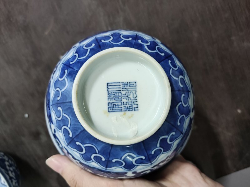 清 青花花卉纹碗一对 - 图7