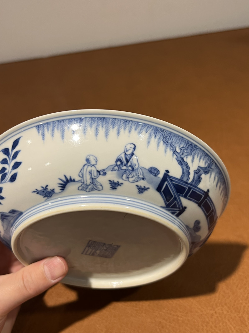 清乾隆 青花岁寒三友纹盘 - 图9