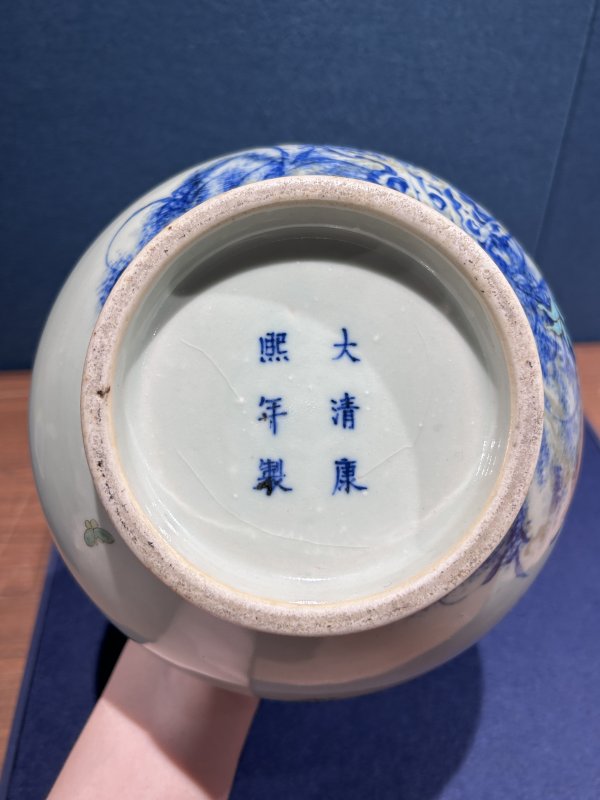 民国 青花加彩花鸟图瓶 - 图7