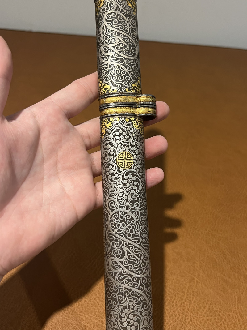 明 铁鋄金鋄银穿花龙纹信筒 - 图7