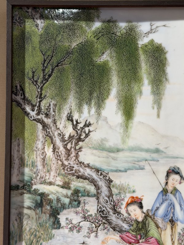 1946年作 王晓帆粉彩西施浣纱图瓷板 - 图3