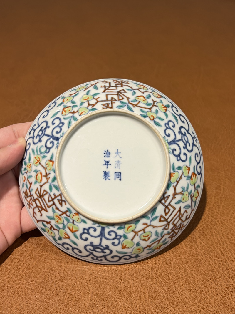 清同治 斗彩福寿纹盘 - 图5