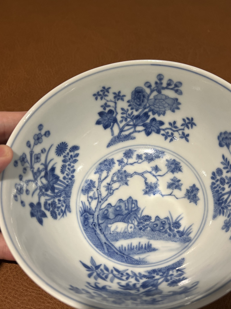 清道光 粉地洋彩轧道开光丹桂飘香纹节令膳碗 - 图16