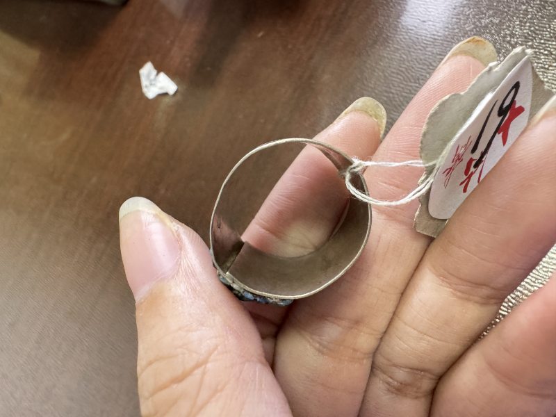 清 银烧蓝錾金蟾戒指 - 图9