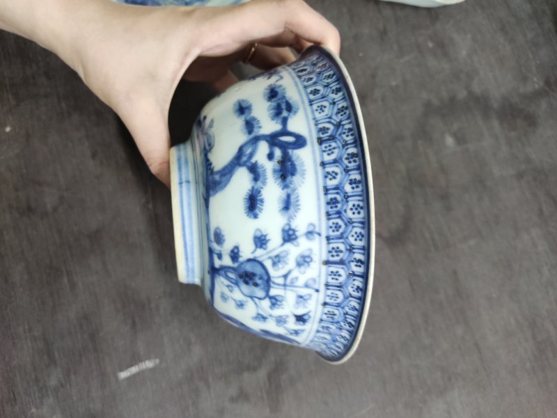 明 青花松竹梅纹碗一对 - 图9