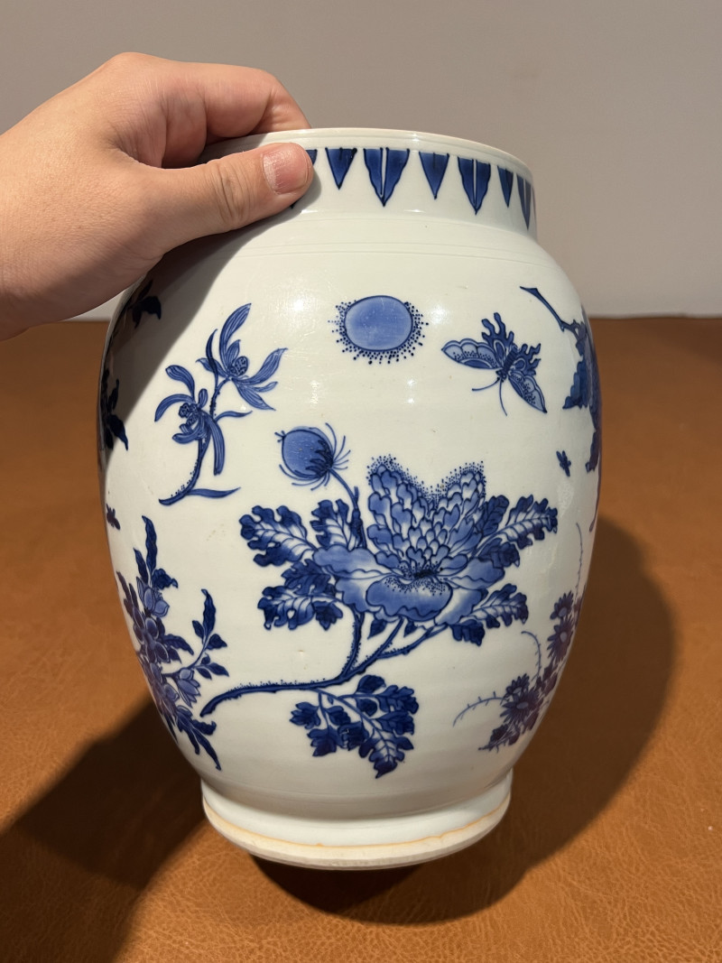 明崇祯 青花花卉纹莲子罐 - 图7