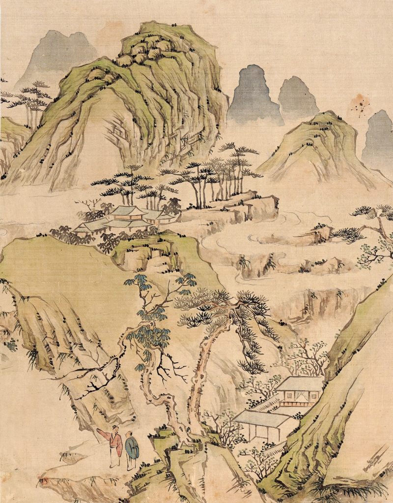 近现代 无款 山水人物绢本册页