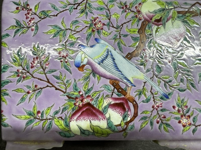 清 粉彩花鸟四方花盆一对 - 图19