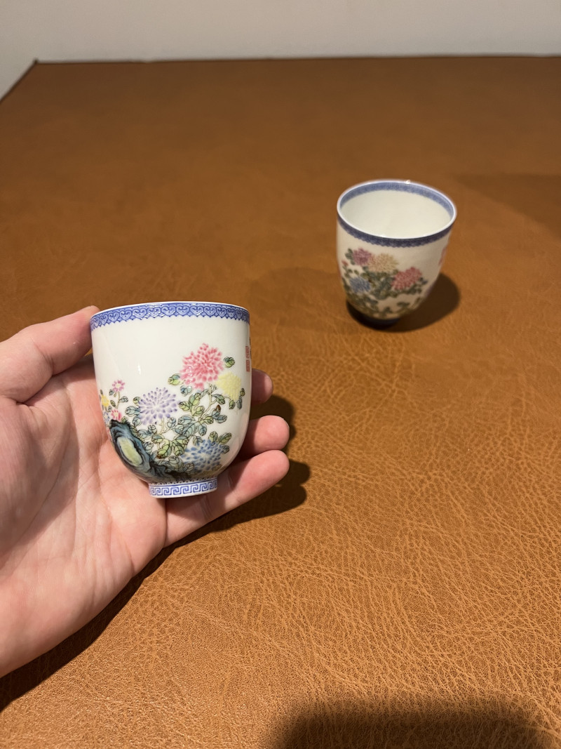 民国 珐琅彩花卉纹杯（一对） - 图8