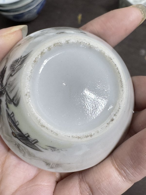 清 墨彩山水纹杯二件 - 图8