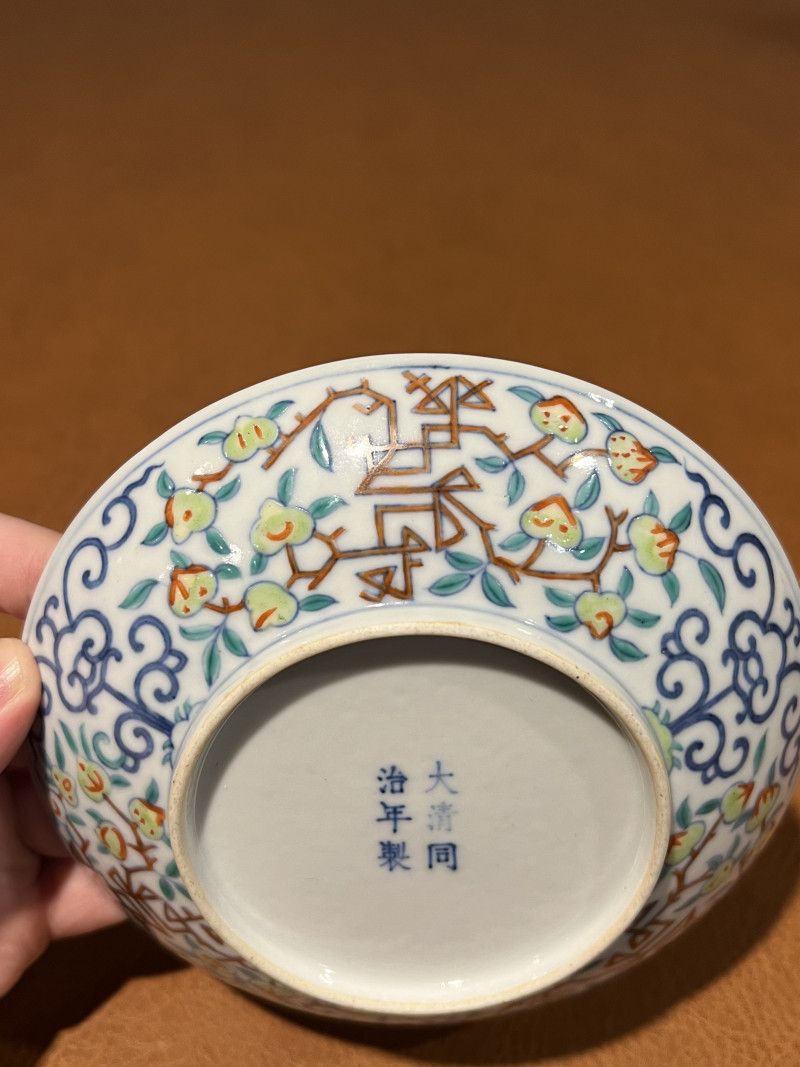 清同治 斗彩福寿纹盘 - 图6
