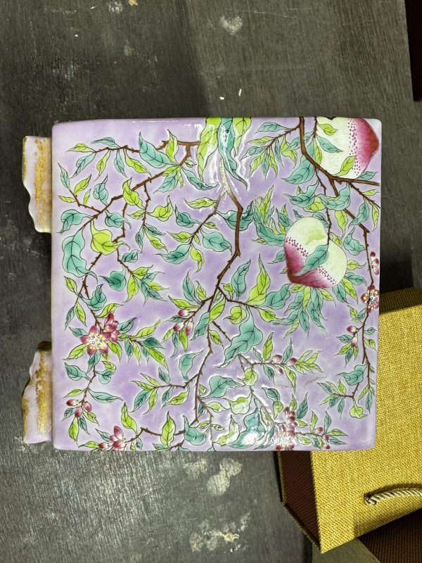 清 粉彩花鸟四方花盆一对 - 图20