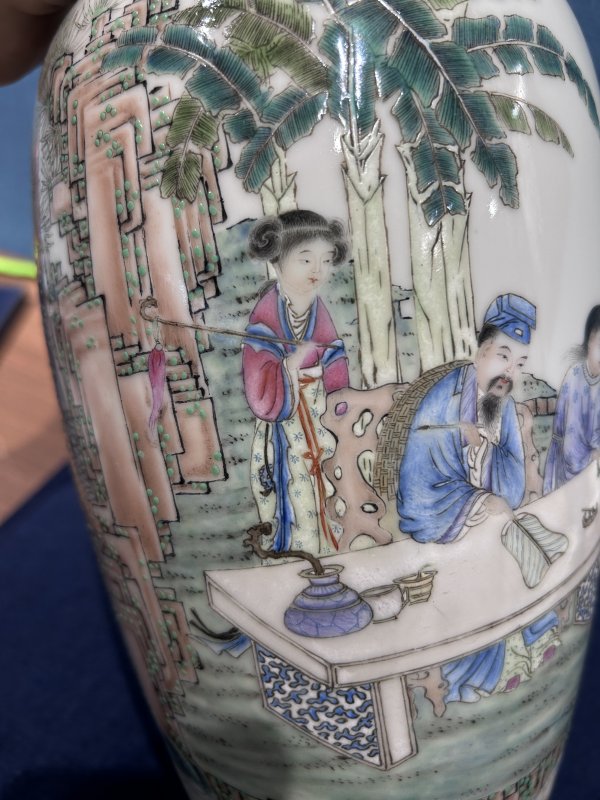 民国 粉彩羲之写经换鹅图瓶 - 图9