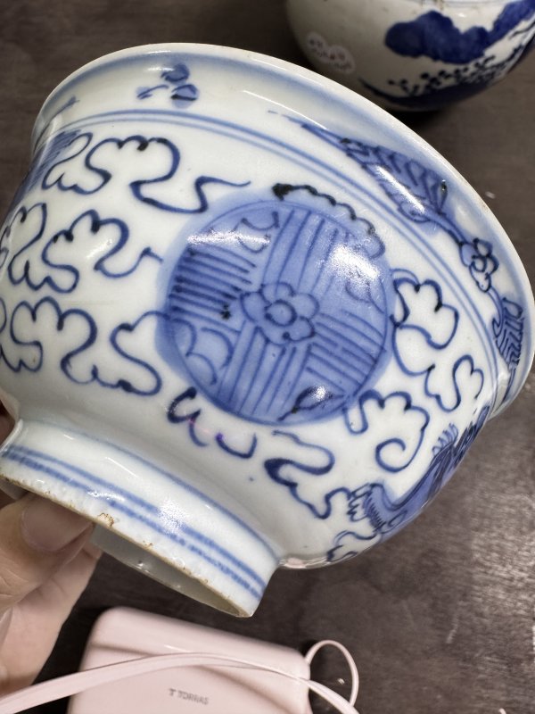 清 青花狮子绣球纹碗一对 - 图8
