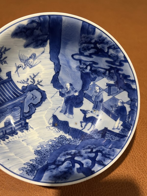 清康熙 青花人物故事纹盘 - 图5
