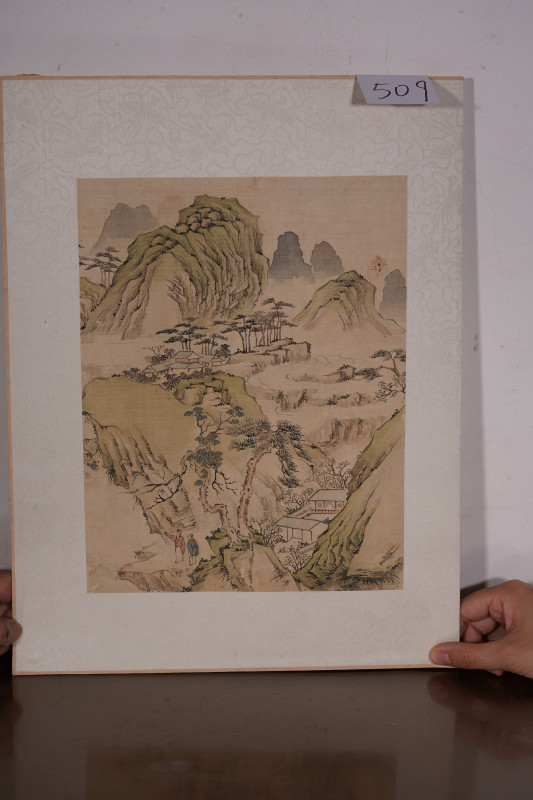 近现代 无款 山水人物绢本册页 - 图2