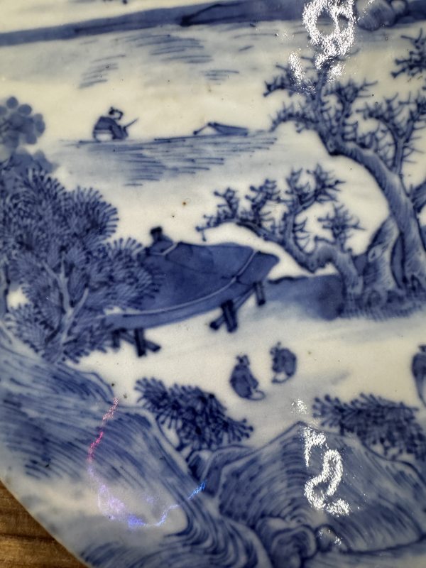 清 青花山水纹圆瓷板 - 图4