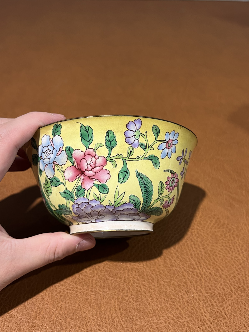 清 铜胎珐琅花卉纹碗 - 图4