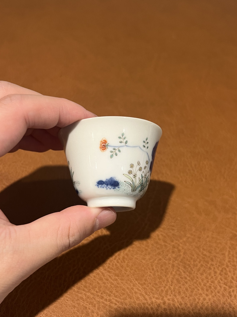 清道光 青花五彩花神杯 - 图3