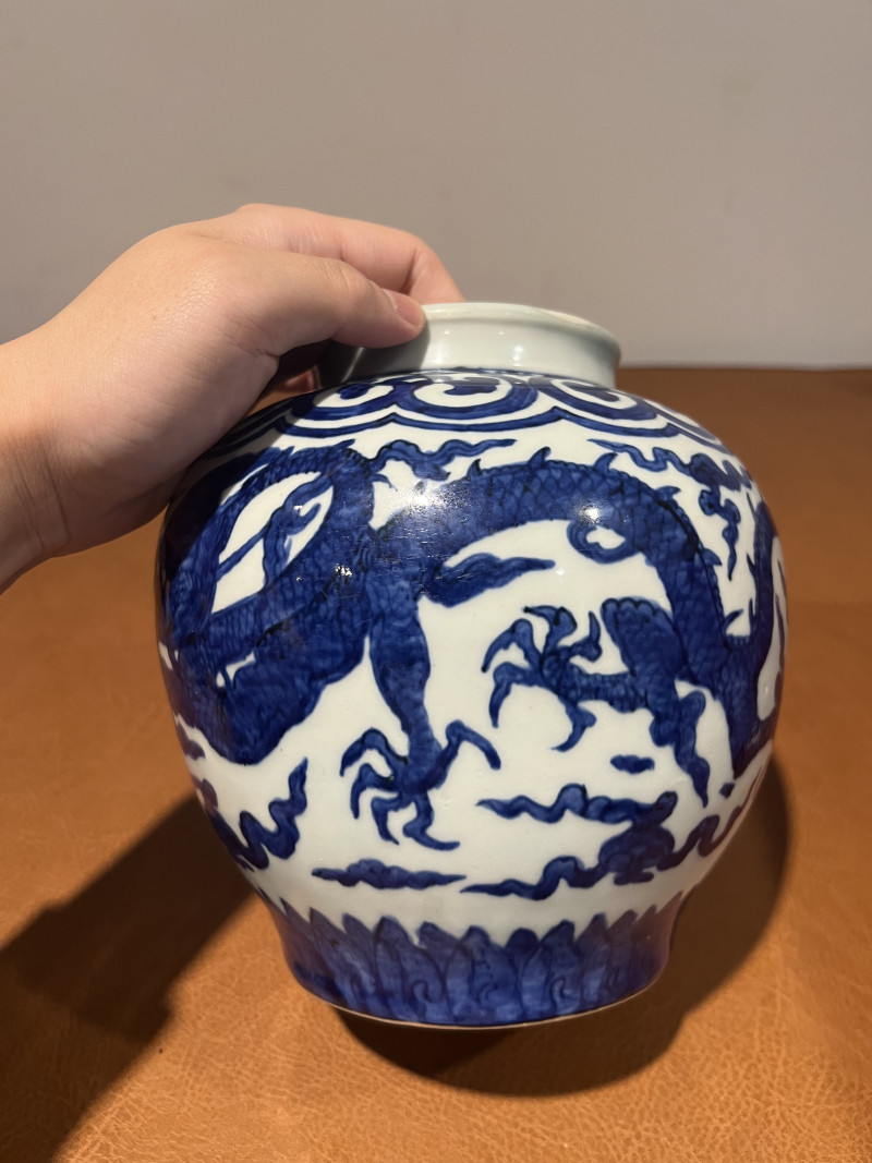明嘉靖 青花云龙纹罐 - 图7
