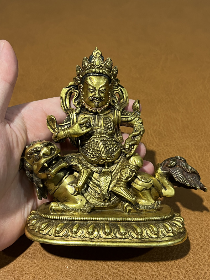 清乾隆 铜鎏金财宝天王 - 图4