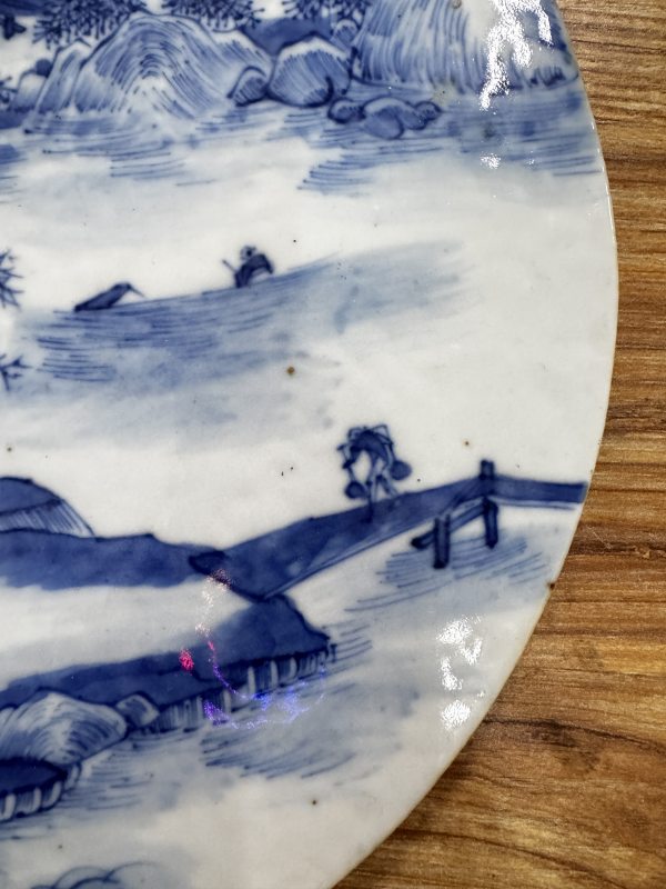 清 青花山水纹圆瓷板 - 图6