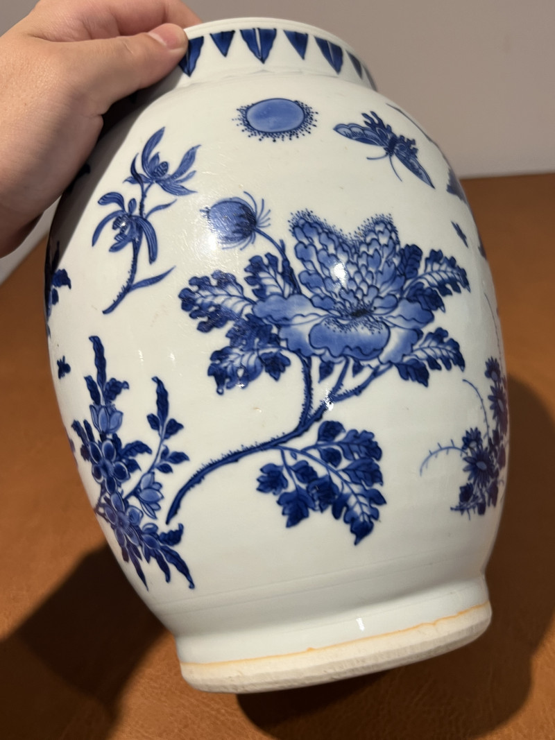 明崇祯 青花花卉纹莲子罐 - 图9