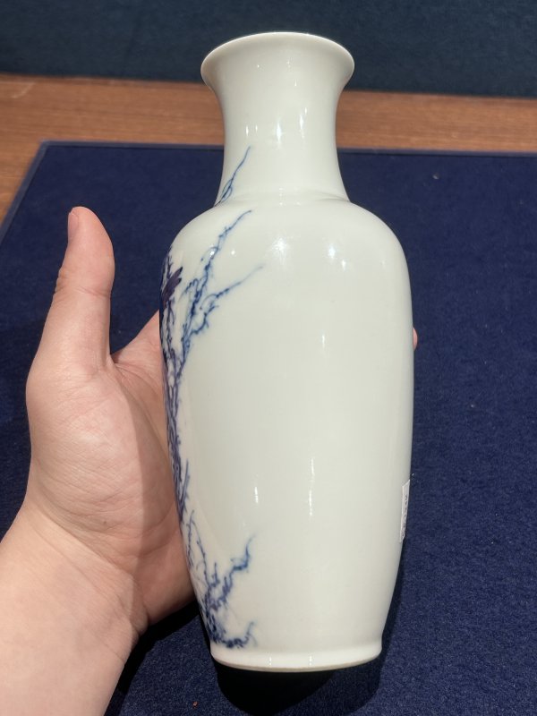 民国 王步青花花鸟图瓶一对 - 图12