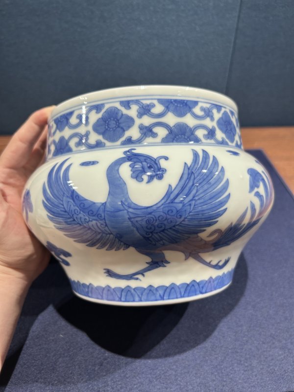 1953～1954年作 青花凤鸾纹敞口尊 - 图2