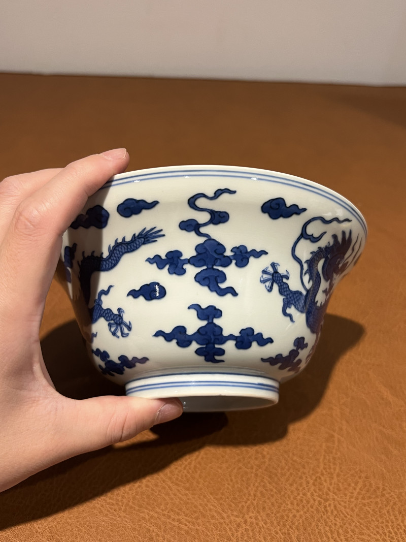 清道光 青花云龙纹折腰碗 - 图6