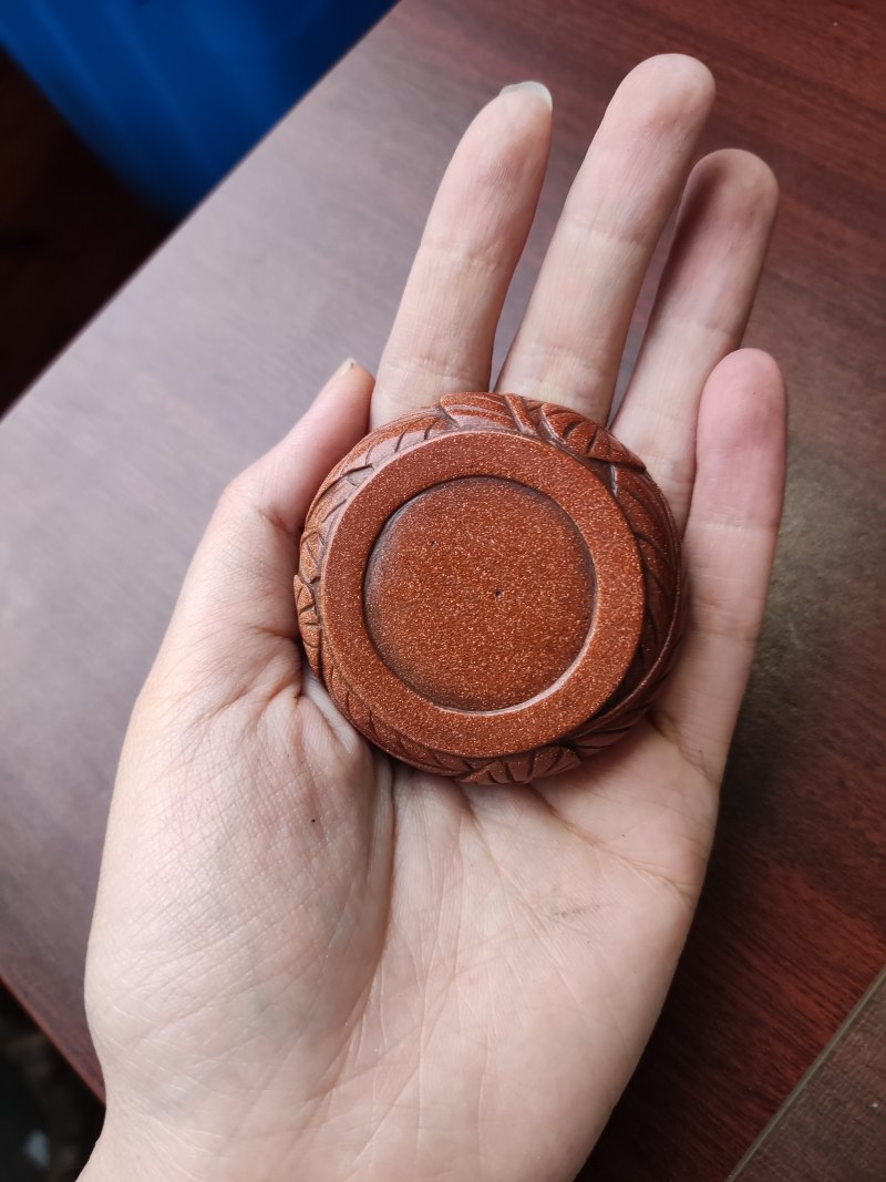 清 金晶石芭蕉纹盖盒 - 图4