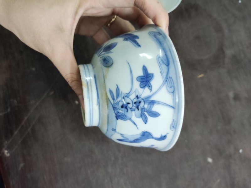 明 青花芦雁纹碗一对 - 图8