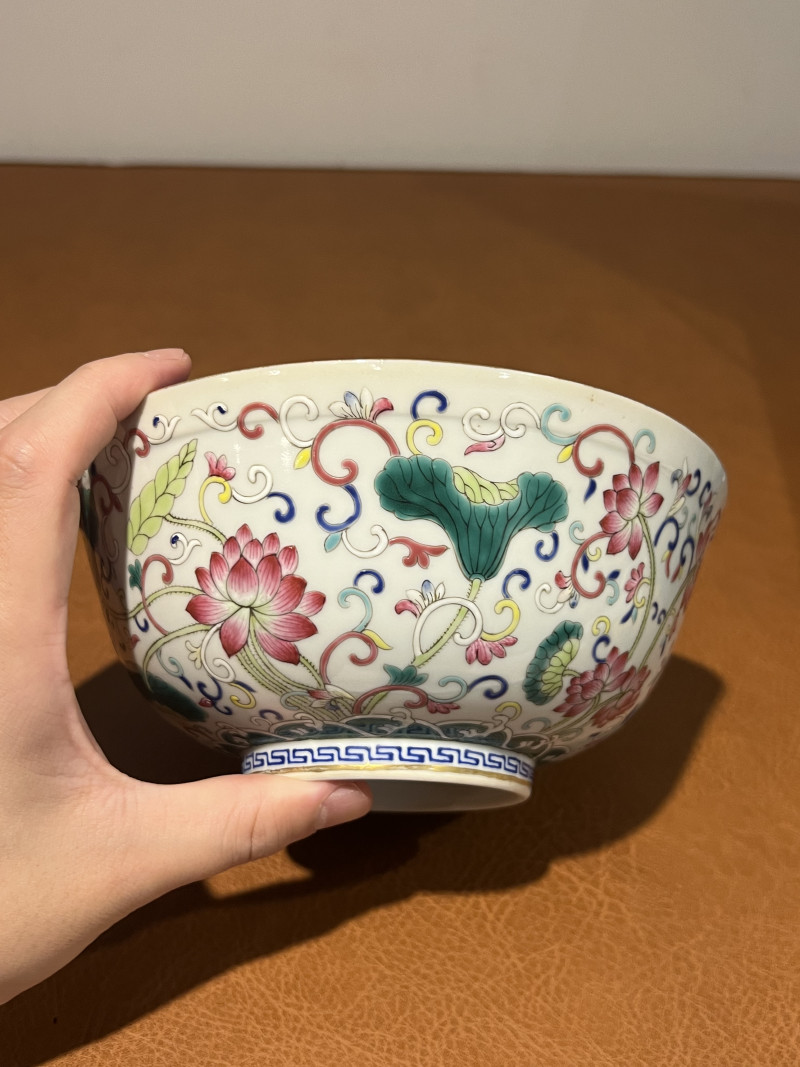 清光绪 青花粉彩荷花纹碗 - 图7