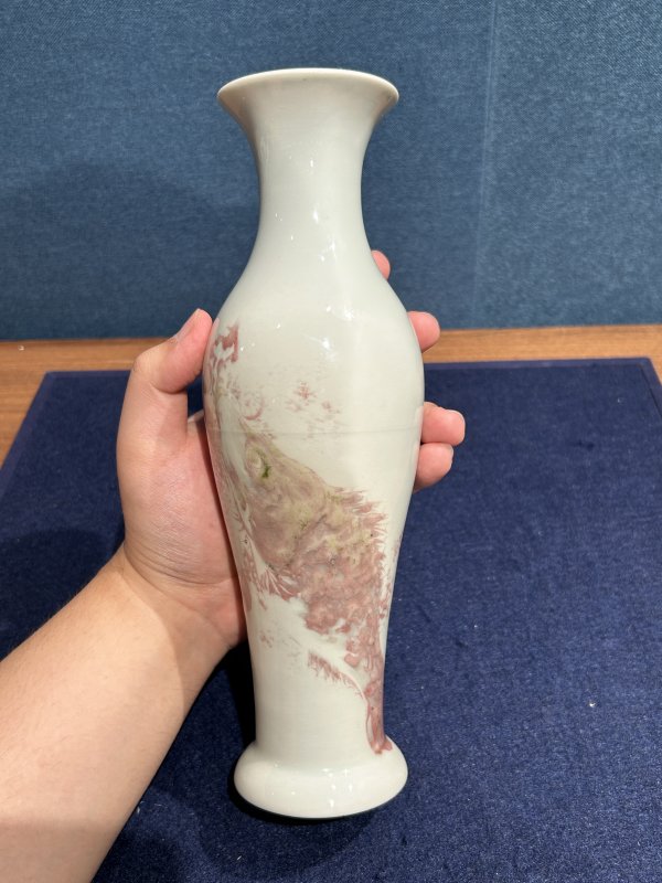民国 王步釉里红双鳜图瓶 - 图2