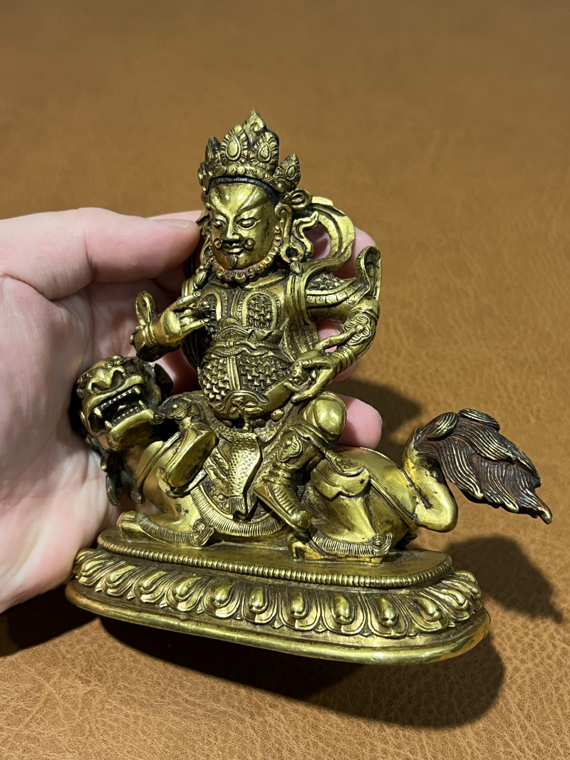 清乾隆 铜鎏金财宝天王 - 图5